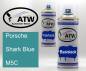 Preview: Porsche, Shark Blue, M5C: 400ml Sprühdose + 400ml Klarlack - Set, von ATW Autoteile West.